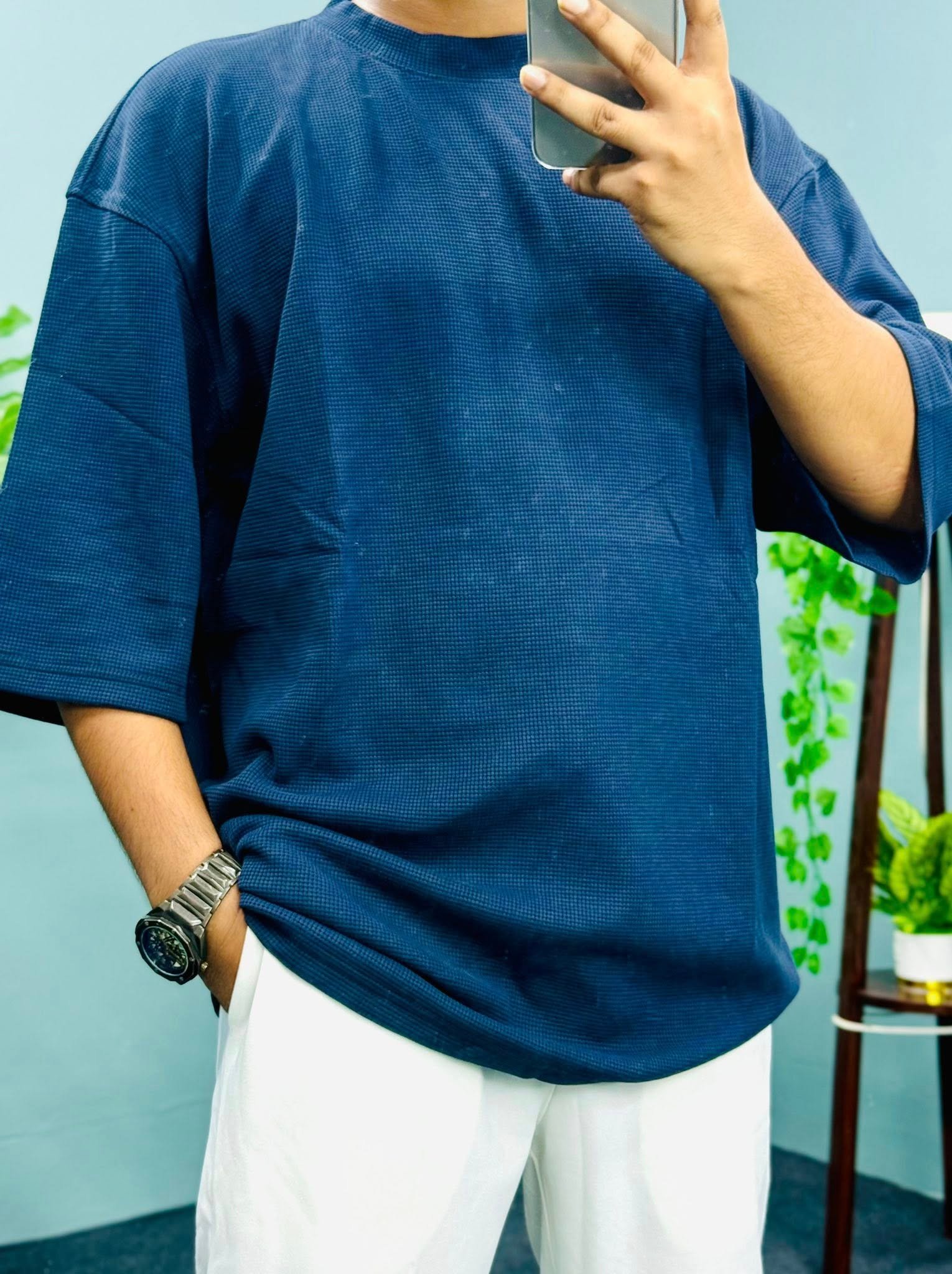 Men’s Oversized Drop Shoulder Solid T-shirt - Image 4