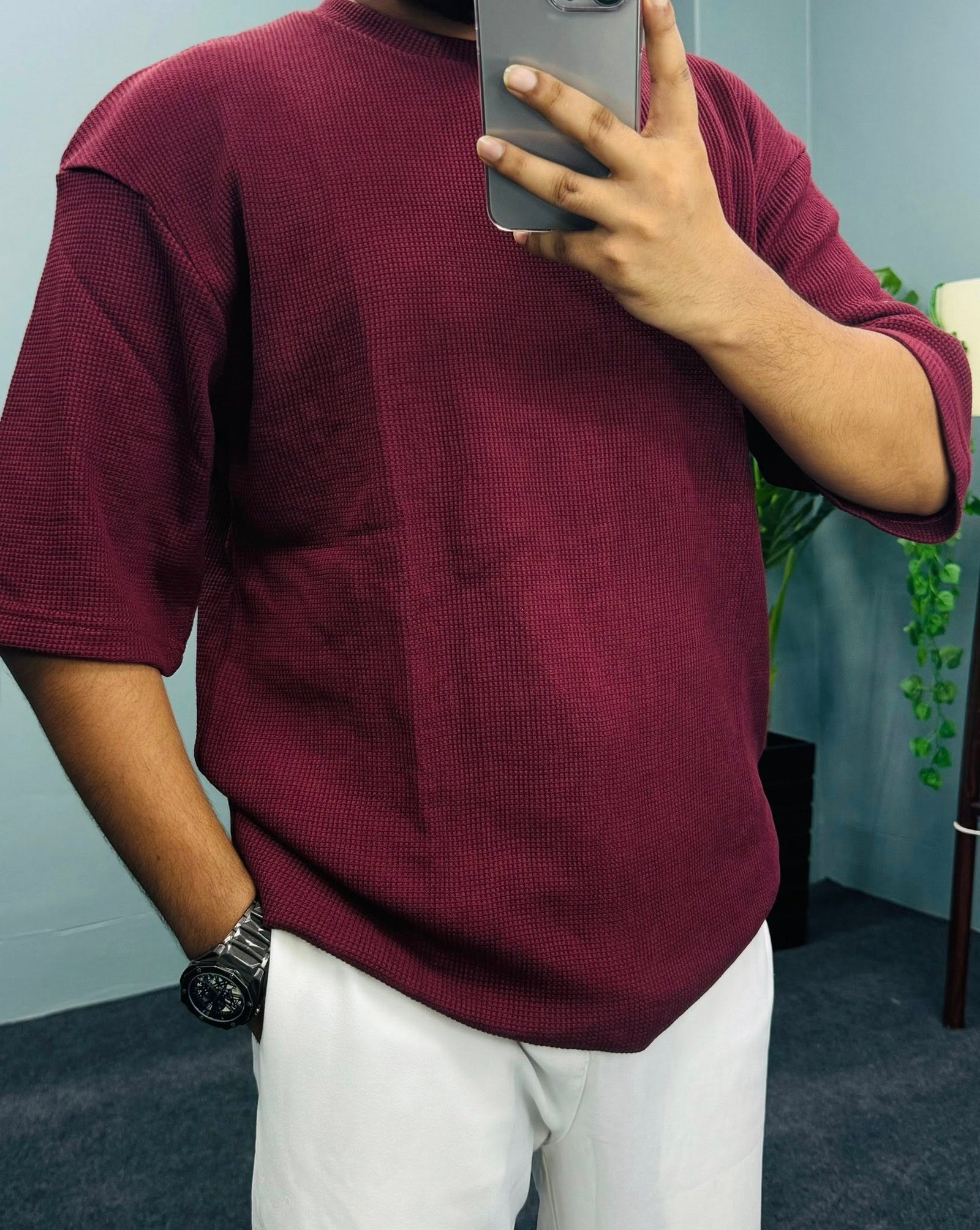 Men’s Oversized Drop Shoulder Solid T-shirt - Image 2